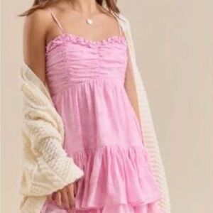 Altar'd State Pink Tiered Mini Dress